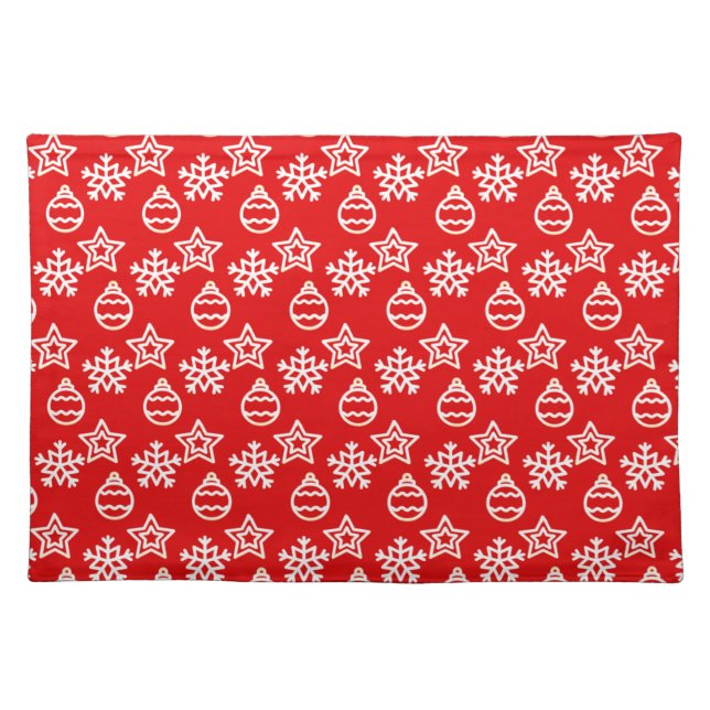 Elegant Christmas Pattern on Red Cloth Placemat (Front)