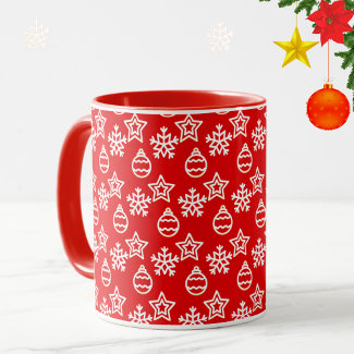 Elegant Christmas Pattern on Red