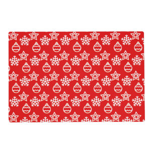 Elegant Christmas Pattern on Red Placemat