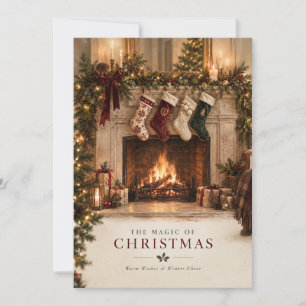 Elegant Christmas Personalized Family Stockings Card
