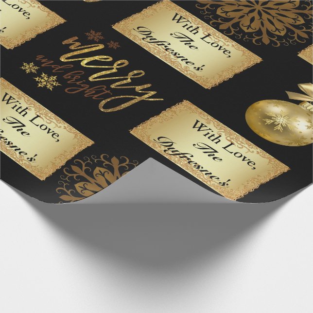 Elegant Christmas Personalized Name Wrapping Paper (Corner)