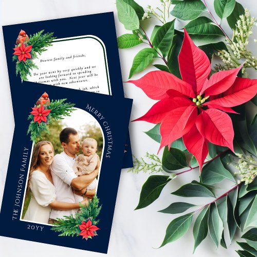 Elegant Christmas Photo Card with Message on Back