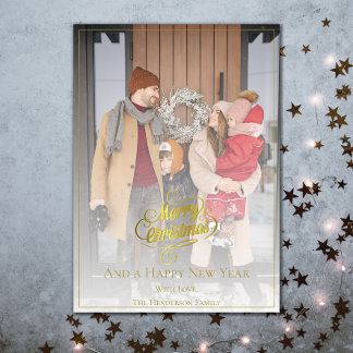 Elegant Christmas Photo | Gold Holiday Card