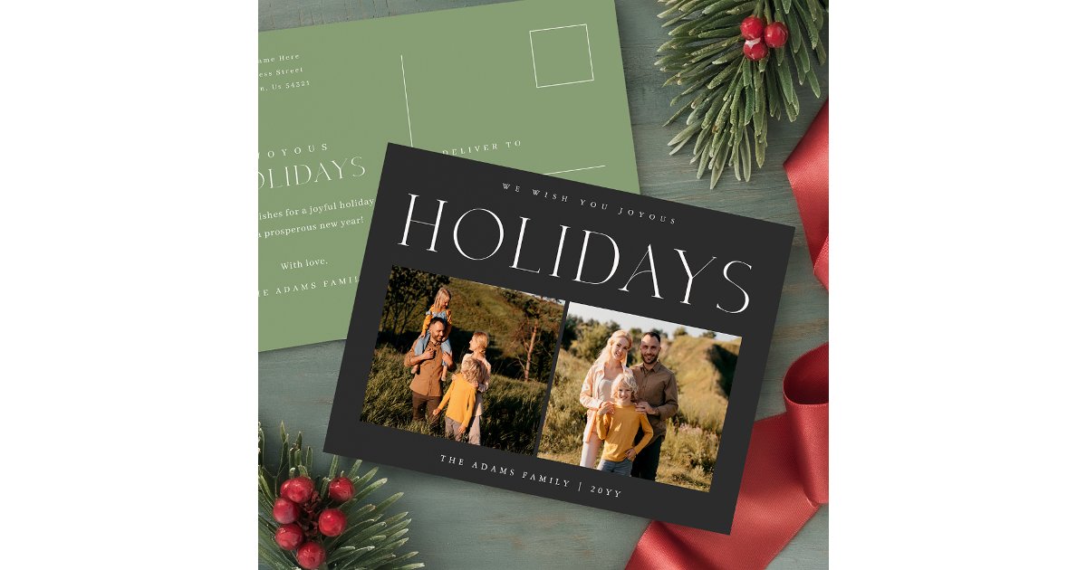 Elegant Christmas Photo Modern Family Hoilday Postcard Zazzle — free download