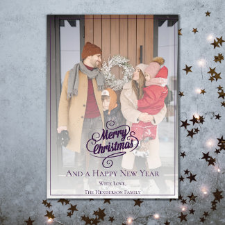 Elegant Christmas Photo | Purple Holiday Card