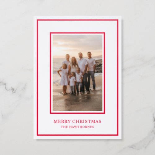 Elegant Christmas Photo Simple Letterpress Photo Cards