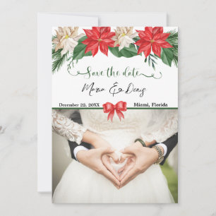 Elegant Christmas Photo Wedding Save the date  Inv Invitation
