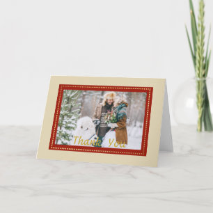 Elegant Christmas Photo Wedding Thank You. Thank You Card
