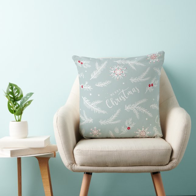 Elegant Christmas Pillow with Pine & Script (Chair)