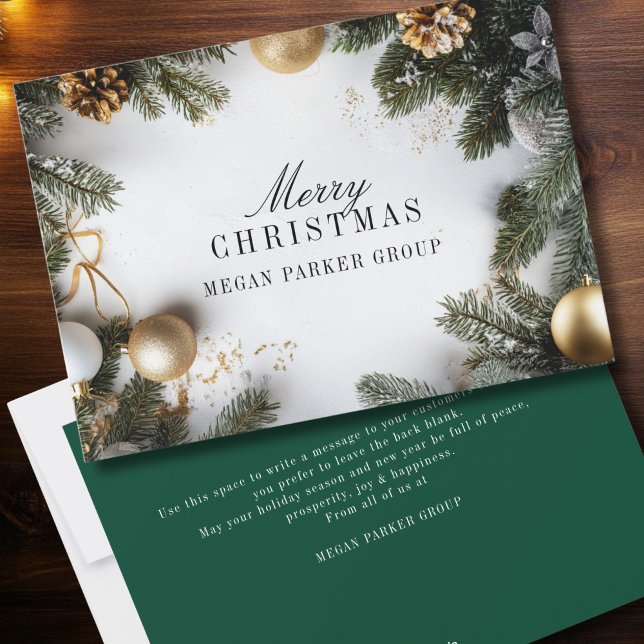 Elegant Christmas Pine Tree Business Holiday Card (Elegant Christmas Pine Tree Business Holiday Card)