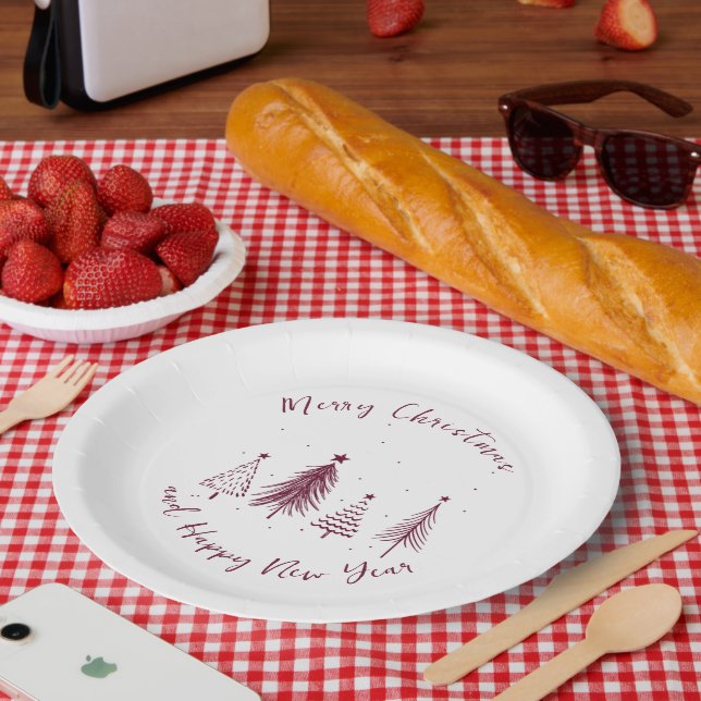 Elegant Christmas Pine Tree Christmas Paper Plates (Picnic)