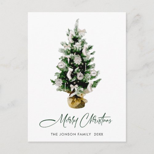 Elegant Christmas Pine Tree Greeting Holiday Postcard