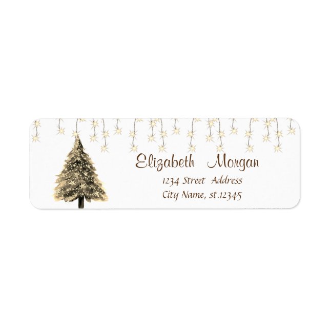Elegant ,Christmas Pine Tree String Lights Label (Front)