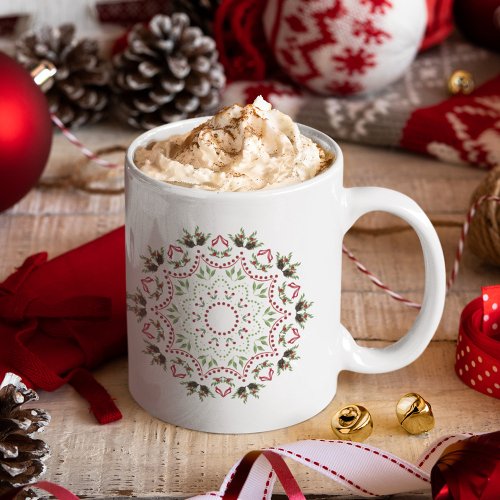Elegant Christmas Pinecone Greenery Holiday Coffee Mug