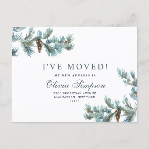 Elegant Christmas Pinecones Moving Announcement Postcard