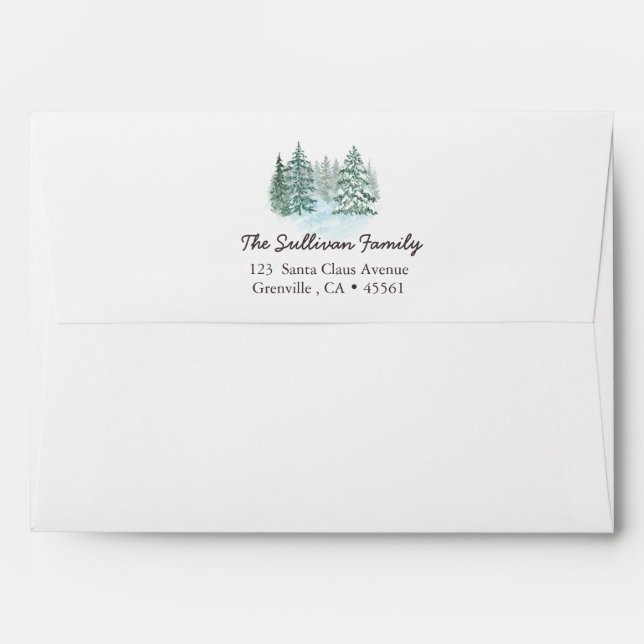 Elegant Christmas Pines Holiday Address Envelope (Back (Top Flap))