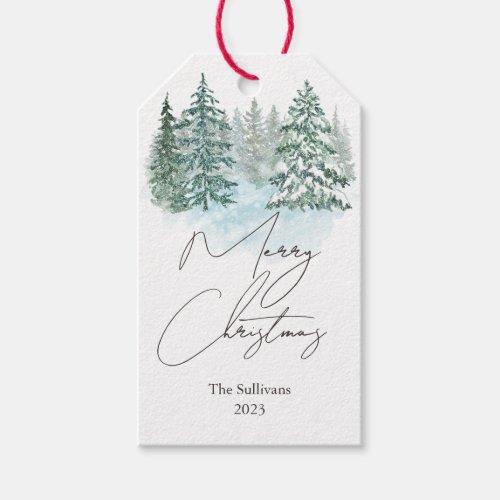 Elegant Christmas Pines Holiday Party  Gift Tags