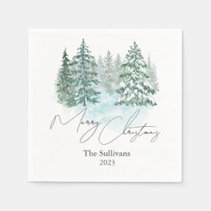 Elegant Christmas Pines Holiday Party Napkins
