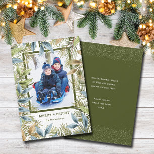 Elegant Christmas Pines Photo Holiday Card