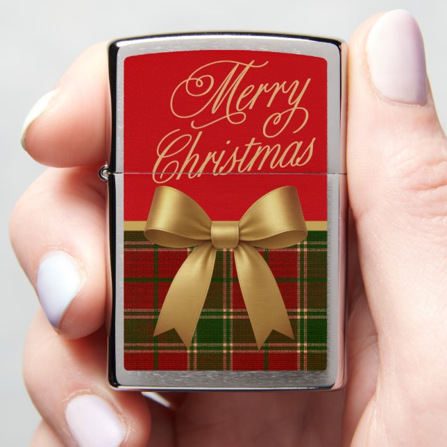 Elegant Christmas Plaid Zippo Lighter  (In Hand)