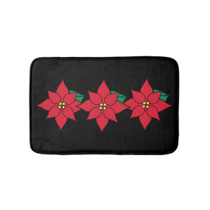 Elegant Christmas Poinsettia Bath Mat 