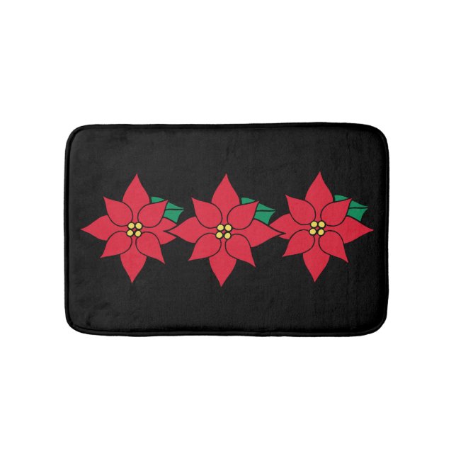 Elegant Christmas Poinsettia Bath Mat  (Front)
