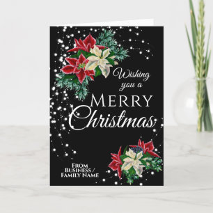 Elegant Christmas Poinsettia Floral Flower Holiday Card