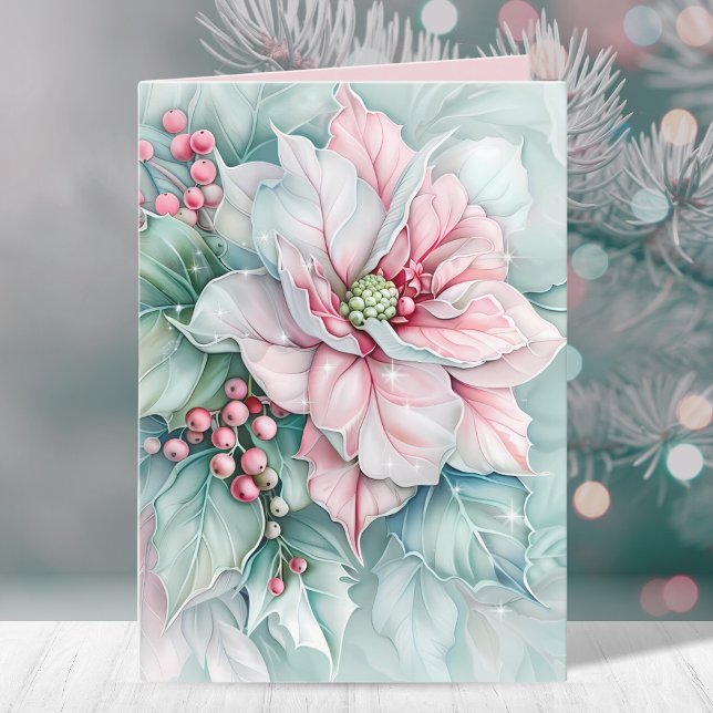 Elegant Christmas Poinsettia Floral  Holiday Card (Creator Uploaded)