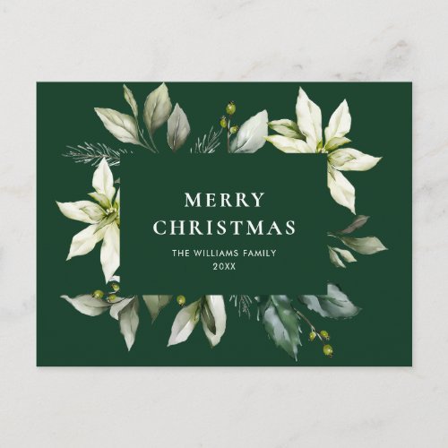 Elegant Christmas Poinsettia Holiday Greeting Postcard