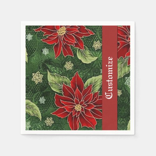 Elegant Christmas Poinsettia Napkins