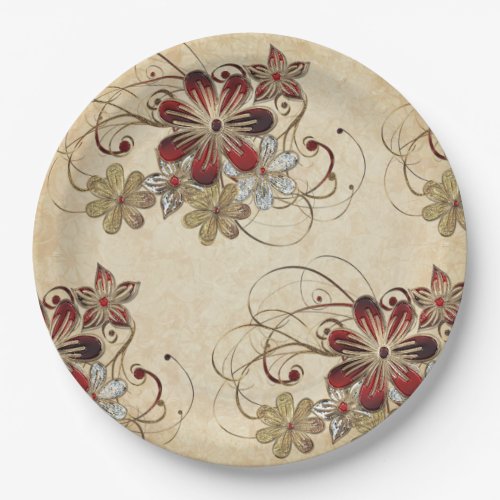 Elegant Christmas Poinsettia Paper Plate