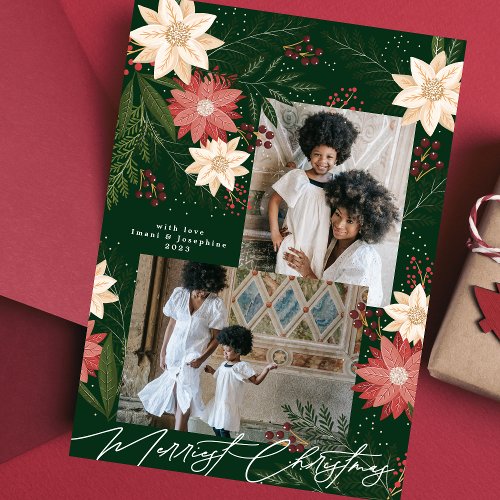 Elegant Christmas Poinsettia Splendor Holiday Card