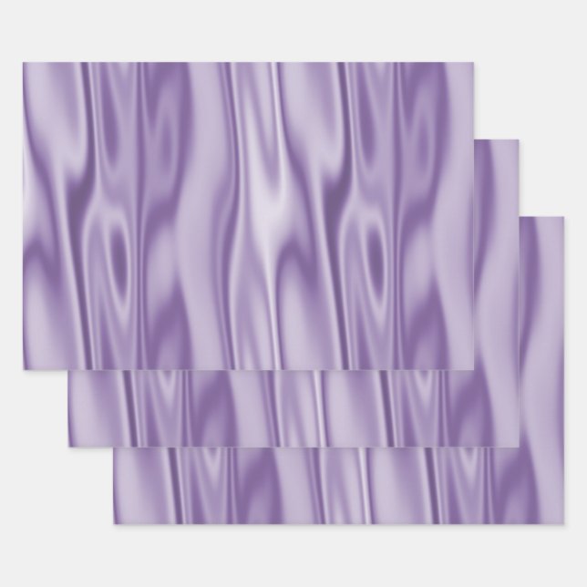 Elegant Christmas Purple/Lavender Satin Trendy Wrapping Paper Sheets (Set)