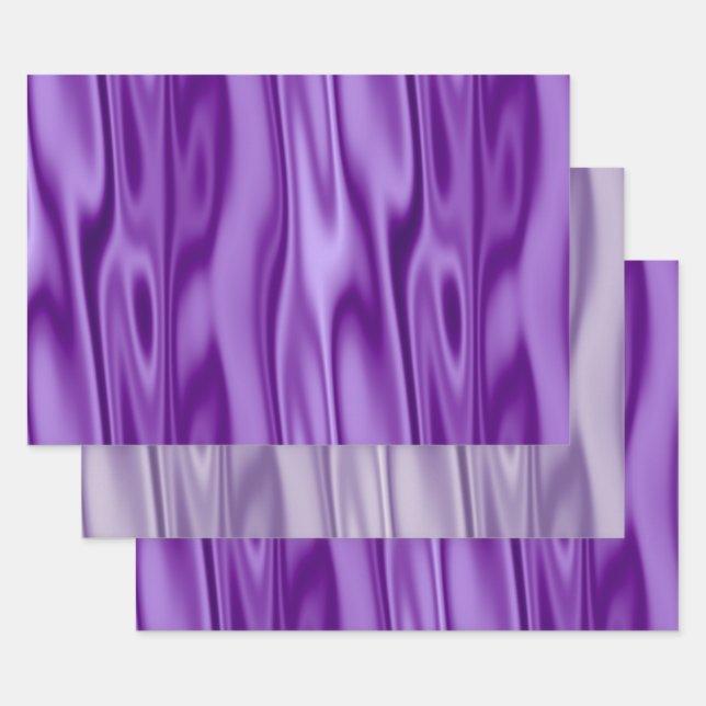 Elegant Christmas Purple/Lavender Satin Trendy Wrapping Paper Sheets (Set)