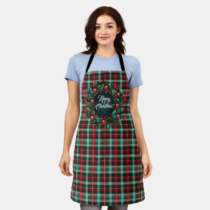 Elegant Christmas Red and Green Custom Apron