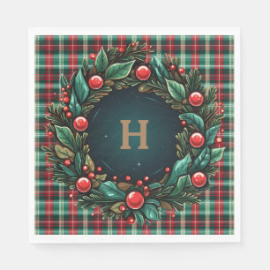 Elegant Christmas Red and Green Plaid Napkins