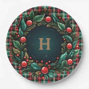Elegant Christmas Red and Green Plaid  Paper Plates