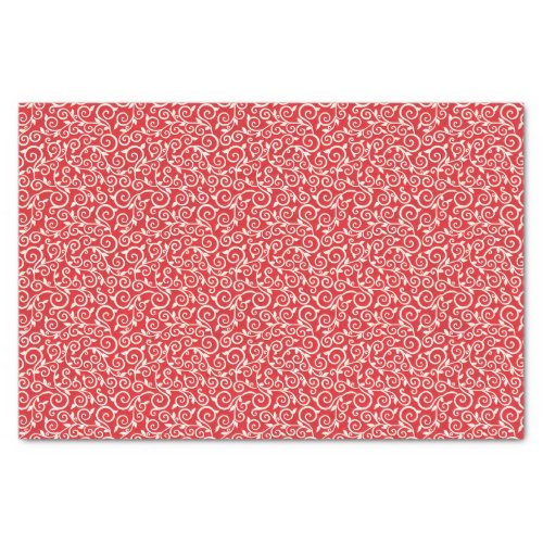 Elegant Christmas Red and White Damask Decoupage Tissue Paper