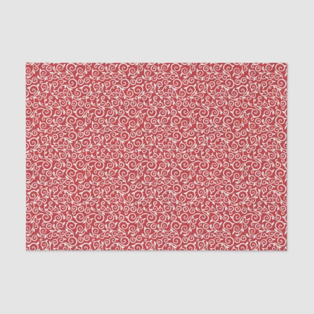 Elegant Christmas Red and White Damask Decoupage Tissue Paper (Front)