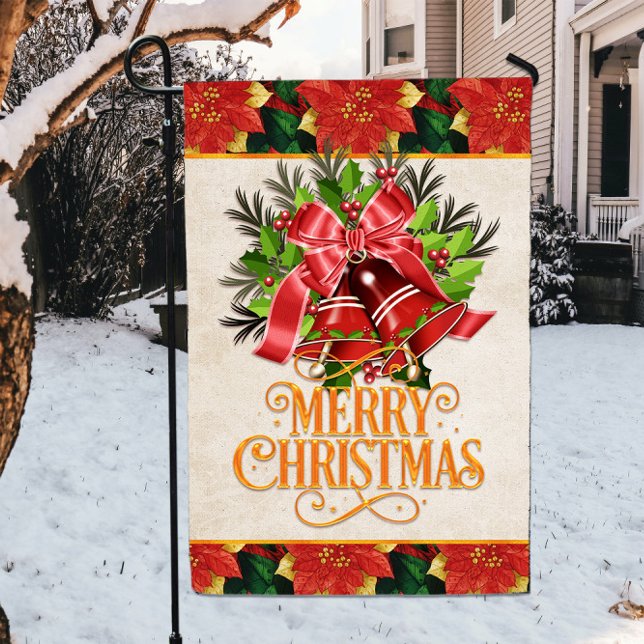Elegant Christmas Red Bells Merry Christmas Garden Flag (Creator Uploaded)