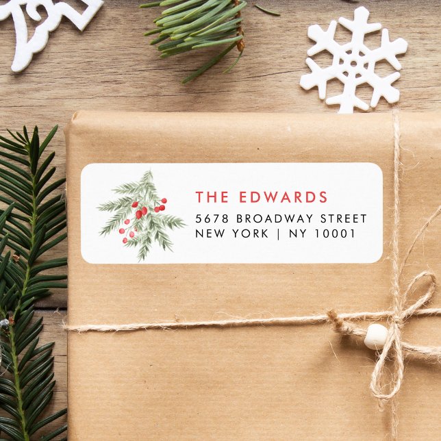 Elegant Christmas red Berries Return Address Label (Creator Uploaded)