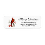 Elegant Christmas Red Cardinal Bird Label<br><div class="desc">Beautiful script elegant Merry Christmas red Cardinal bird on a holly berry leaves address label. Add your own family name and details and add these beautiful labels to your holiday card envelopes.</div>