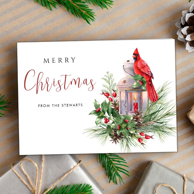 Elegant Christmas Red Cardinal Modern Holiday Card (Creator Uploaded)