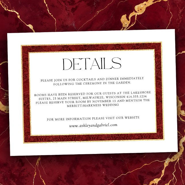 Elegant Christmas Red Damask Border Enclosure Card (Creator Uploaded)