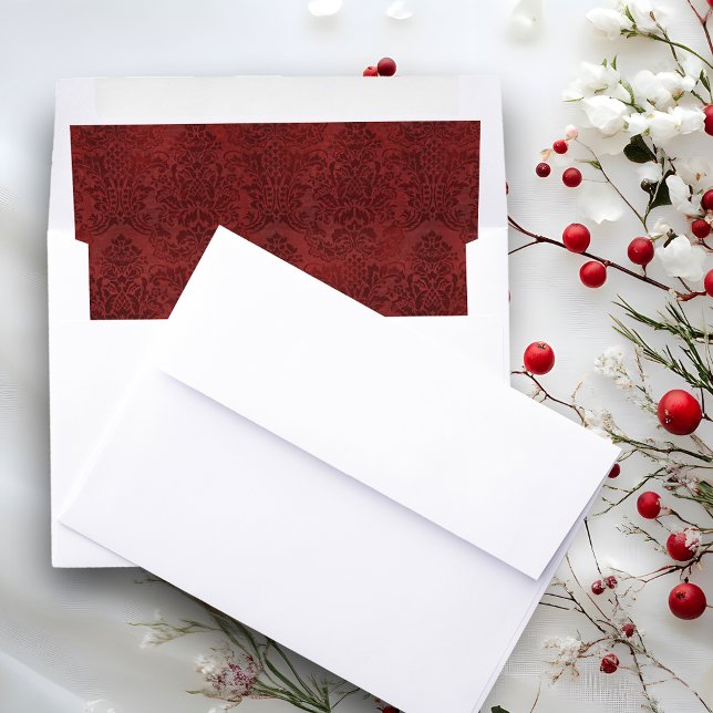 Elegant Christmas Red Damask Envelope Liner (Creator Uploaded)