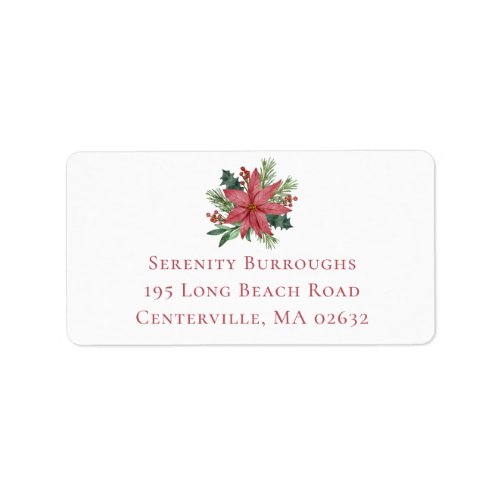 Elegant Christmas Red Floral Wedding Poinsettia Label