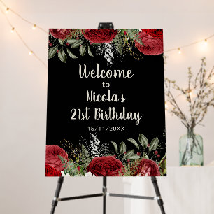 Elegant Christmas Red Flowers Birthday Party Foam Board