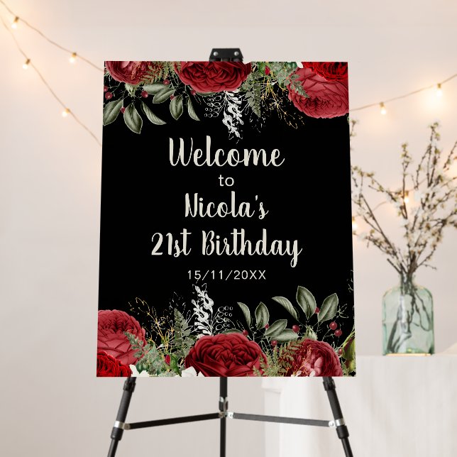 Elegant Christmas Red Flowers Birthday Party Foam Board (In Situ (Stand))