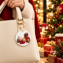 Elegant Christmas Red High Heel Keychain – Festive