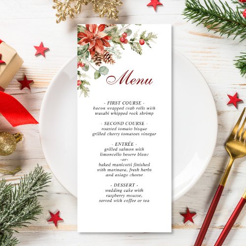 Elegant Christmas Red Poinsettia Wedding Dinner Me Menu